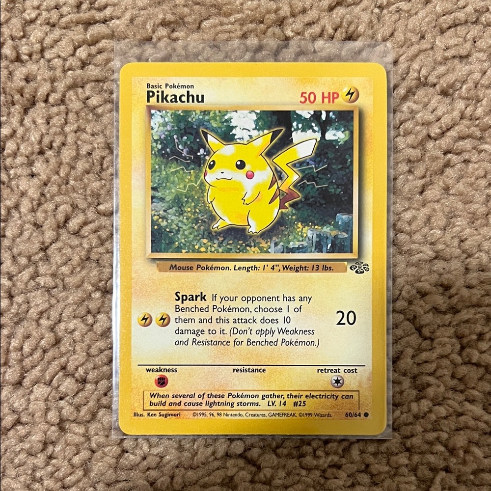 Pokemon Pikachu Vintage Card - Yellow
